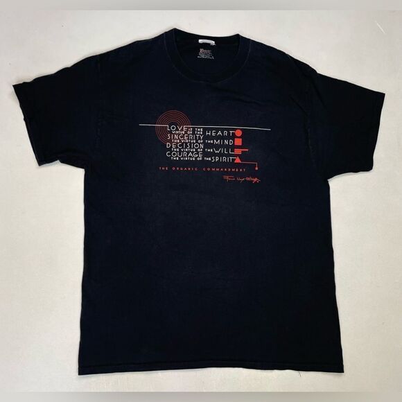 VINTAGE Frank Lloyd Wright The Organic Commandment Art T-shirt Men Large Black - Picture 1 of 6